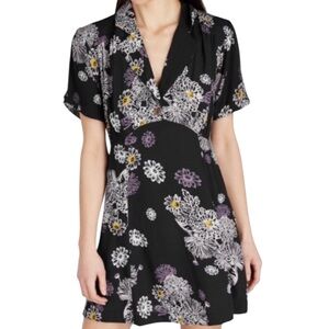EUC Free People Blue Hawaii Dress Black Floral Size Medium